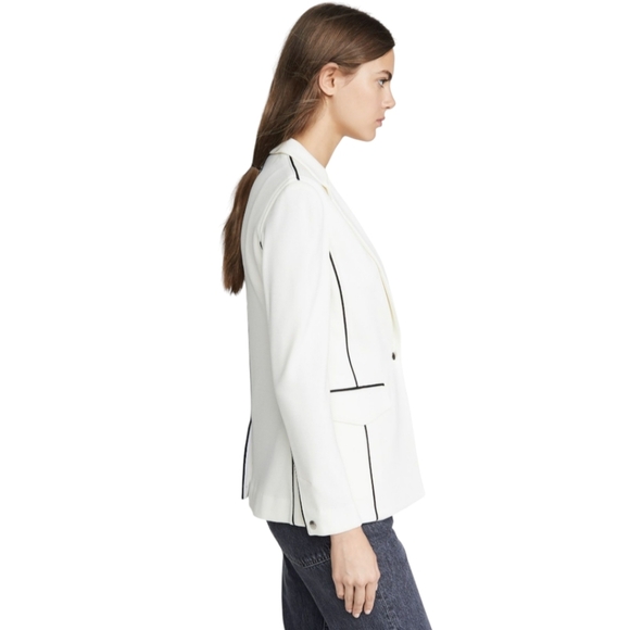 Rag & Bone Sandrine One-Button Blazer W/ Contrast Piping, 4, Ivory, Great Condit - Picture 3 of 12